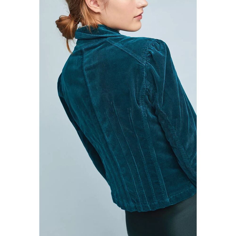 Anthropologie Cropped Corduroy Jacket | Women’s L in Teal Green - Picture 3 of 11